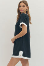 Load image into Gallery viewer, Navy + White Trim Mini Dress
