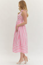 Load image into Gallery viewer, Entro Pink Stripe Midi Dress
