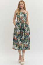 Load image into Gallery viewer, Entro Navy Strapless Pleated Floral Dress
