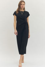Load image into Gallery viewer, Entro Black Side Tie Midi Dress
