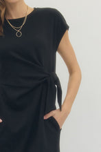 Load image into Gallery viewer, Entro Black Side Tie Midi Dress
