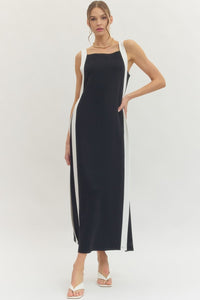 black dress with white accent Entro + Strap – Adorn Boutique MI SPECIFICATIONSBrand Name 2511EM9421969_BLACK SIZE:7.5M Maxi Dress - Black