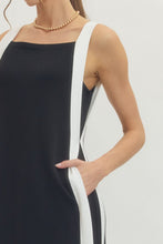 Load image into Gallery viewer, Entro Black + White Strap Accent Dress
