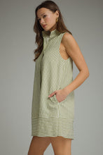 Load image into Gallery viewer, Olive Stripe Collared Dress
