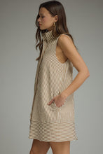 Load image into Gallery viewer, Tan Stripe Collared Dress
