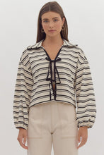 Load image into Gallery viewer, Ivory + Black Tie Front Cardi
