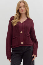 Load image into Gallery viewer, Burgundy Open Knit Cardi
