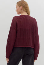 Load image into Gallery viewer, Burgundy Open Knit Cardi
