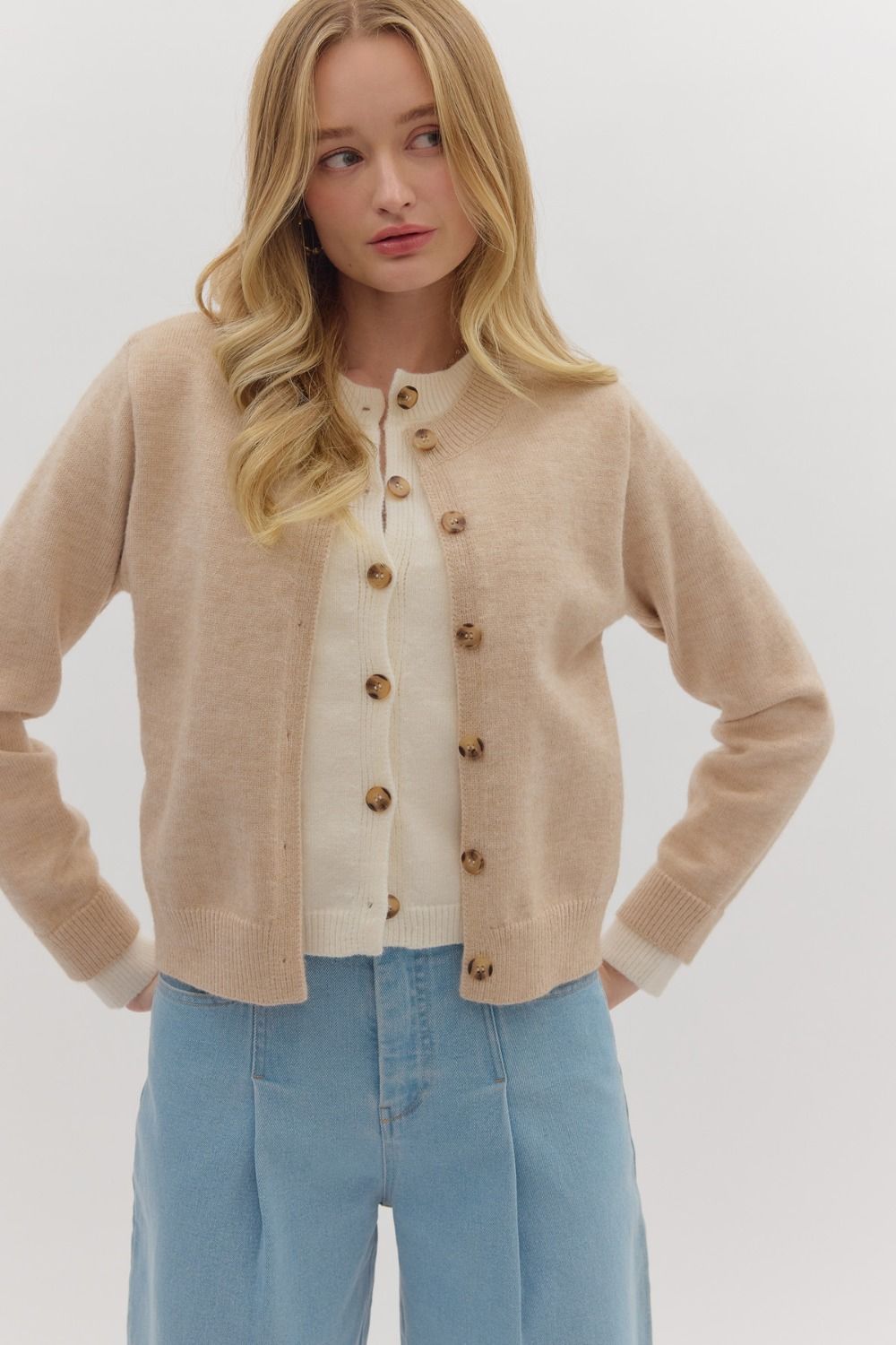 Oatmeal Double Layered Cardi