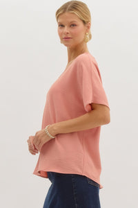 Salmon V-Neck Top