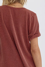 Load image into Gallery viewer, Rust Textured V-Neck Top
