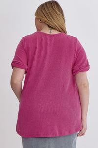 Orchid Textured V-Neck Top - Plus