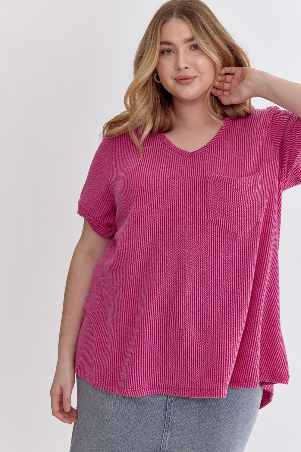 Orchid Textured V-Neck Top - Plus