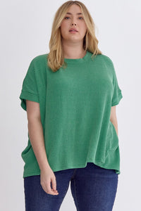 Kelly Green Textured Top - Plus