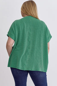 Kelly Green Textured Top - Plus