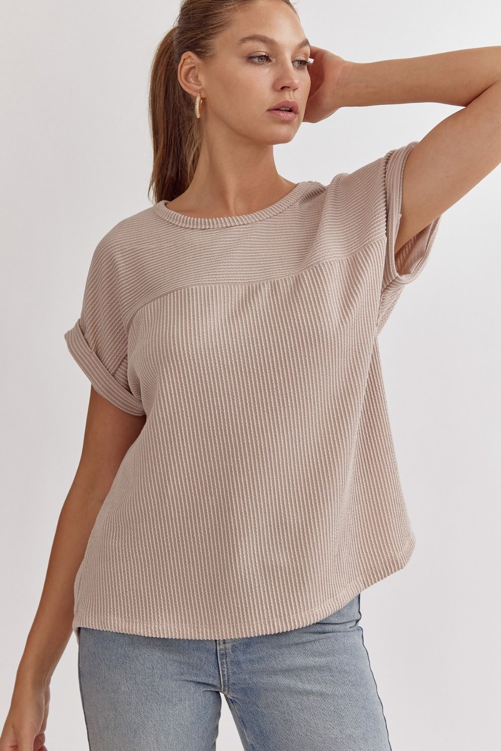 Oat Ribbed Top