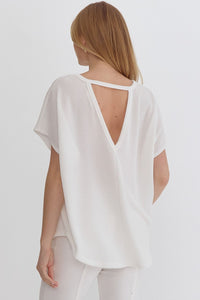Ivory Textured Cutout Top