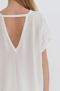 Ivory Textured Cutout Top