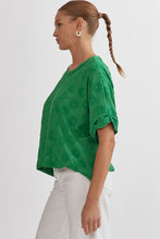 Load image into Gallery viewer, Green Daisy Textured Top
