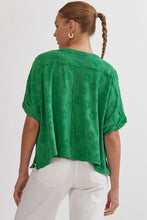 Load image into Gallery viewer, Green Daisy Textured Top
