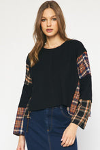 Load image into Gallery viewer, Black Plaid Patchwork Top
