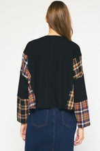 Load image into Gallery viewer, Black Plaid Patchwork Top
