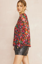Load image into Gallery viewer, Red + Hunter Holiday Floral Top
