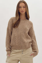 Load image into Gallery viewer, Heather Taupe Cable Sweater
