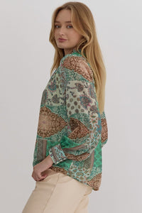 Green Paisley Patchwork Top