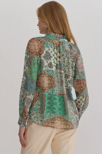 Green Paisley Patchwork Top