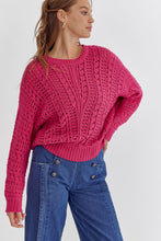 Load image into Gallery viewer, Hot Pink Open Knit Sweater
