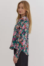 Load image into Gallery viewer, Teal Abstract Satin Top
