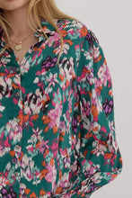 Load image into Gallery viewer, Teal Abstract Satin Top
