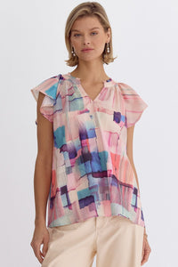 Peach Abstract Top
