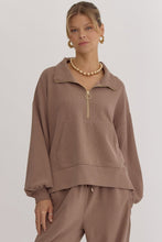 Load image into Gallery viewer, Mocha Zip Detail Pullover
