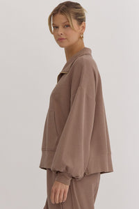 Mocha Zip Detail Pullover