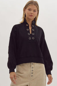 Black Grommet Sweatshirt