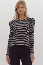 Load image into Gallery viewer, B+W Puff Sleeve Stripe Top

