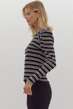 Load image into Gallery viewer, B+W Puff Sleeve Stripe Top
