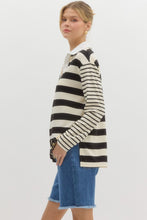 Load image into Gallery viewer, B+W Mixed Stripe Polo Top
