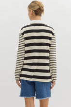 Load image into Gallery viewer, B+W Mixed Stripe Polo Top
