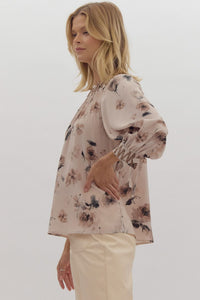 Ecru Floral 3/4 Sleeve Top