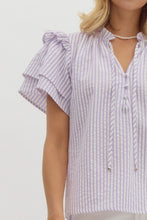 Load image into Gallery viewer, Seersucker Lavender Stripe Top
