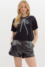 Load image into Gallery viewer, Black Embellished Bow Top
