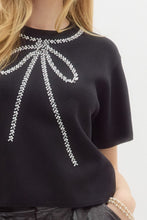 Load image into Gallery viewer, Black Embellished Bow Top
