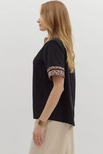 Load image into Gallery viewer, Black Leopard Trim Top

