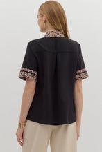 Load image into Gallery viewer, Black Leopard Trim Top
