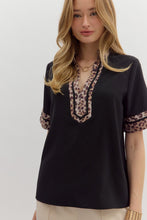 Load image into Gallery viewer, Black Leopard Trim Top
