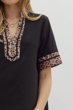 Load image into Gallery viewer, Black Leopard Trim Top

