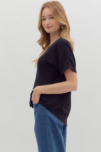 Black V-Neck Top